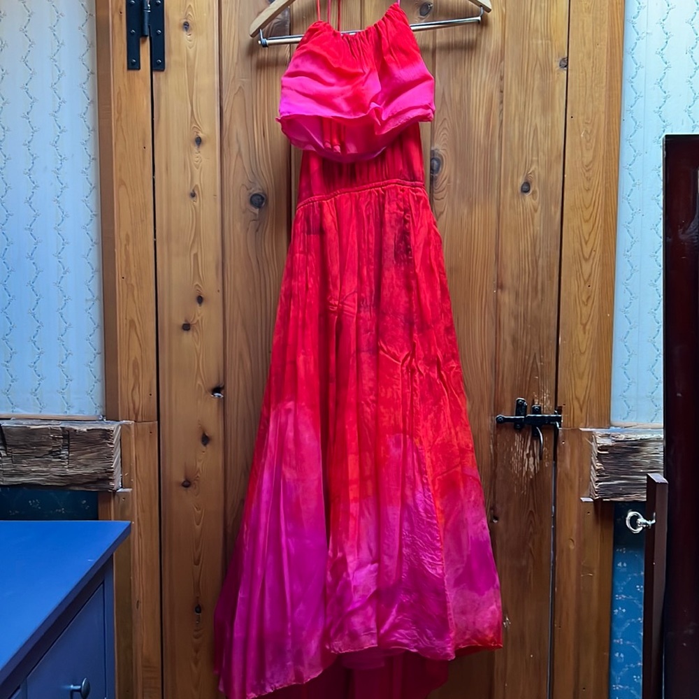 Tracy Reese Strapless Ombre Maxi in Red and Pink